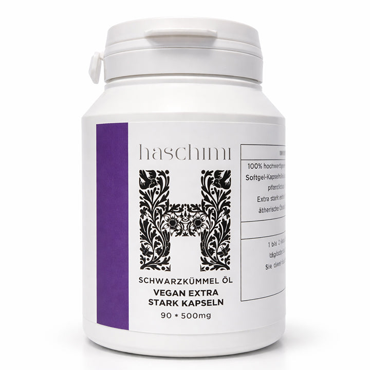 Vegan Extra Stark Schwarzkümmelöl Kapseln – 90 x 500 mg